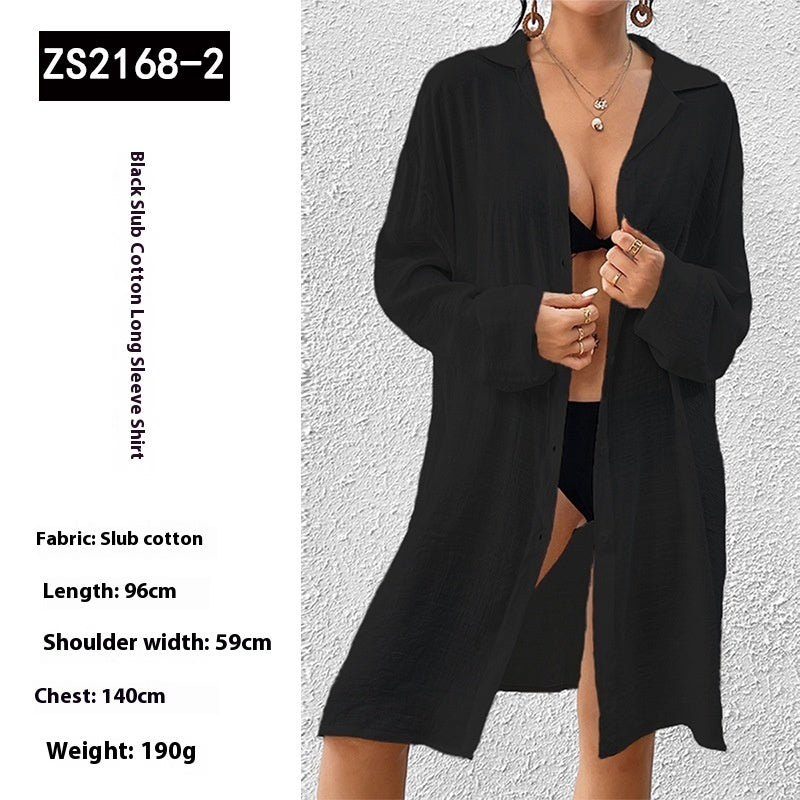 Tencel Slub Cotton Long-sleeved Shirt For Women