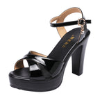 Women's Chunky Heel Summer New Patent Leather Plus Size Platform Women's Shoes