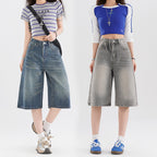 Women's American-style Retro High Street Denim Cropped Pants Summer