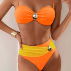 Women's Sexy European And American Vintage Backless Bikini Swimsuit Suit