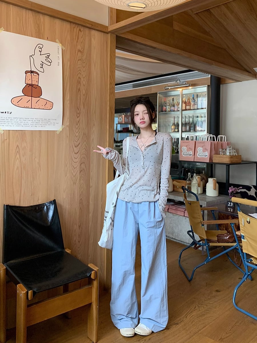 Summer Thin Polka Dot Slim T-shirt