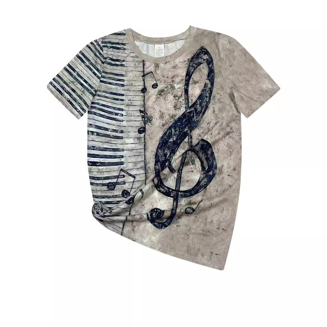 Digital Printing Note Short-sleeved T-shirt