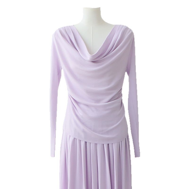 Tencel Blended Silk Long Sleeve Swing Collar Design High-grade Blouse