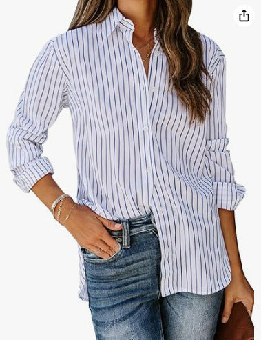 European And American Trendy Shirt Striped Pattern Printed 3D Shirt