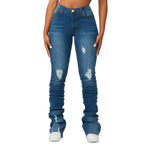 High Waist Women's Clothing Denim Bell-bottom Pants