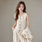 Fashion British Style High Waist Wide Leg Pants Two-piece Set