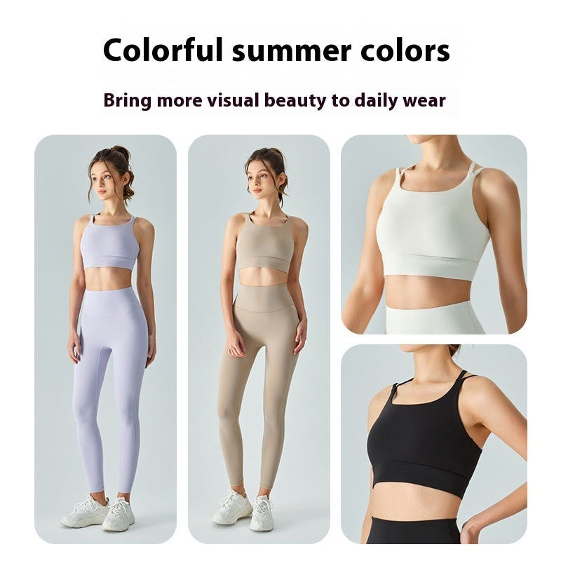 Spaghetti Strap One-piece Fixed Cup Sports Underwear Medium Strength Beauty Back Strap